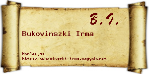 Bukovinszki Irma névjegykártya
