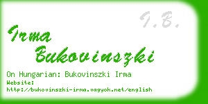 irma bukovinszki business card